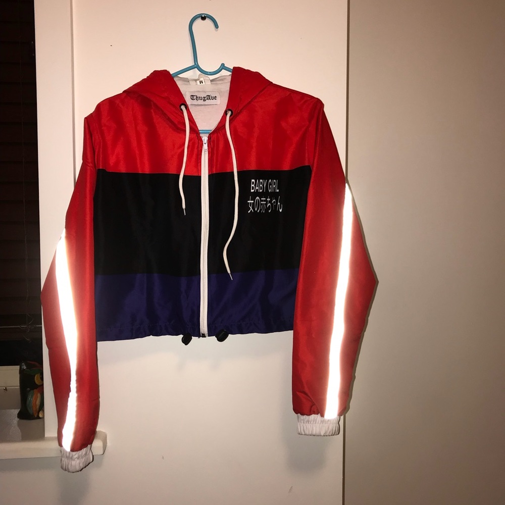 Thug ave - racer baby girl crop windbreaker.